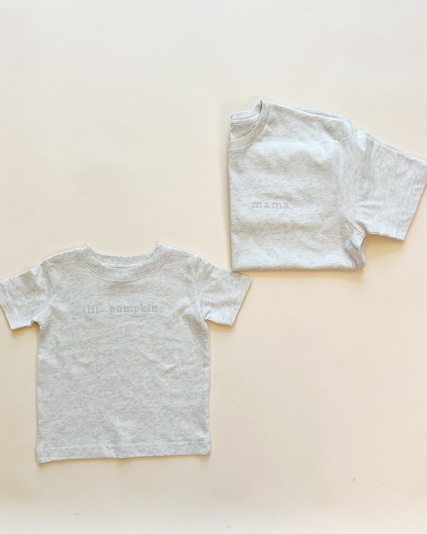 Lil' Pumpkin Embroidered Child Tee - Neutrals