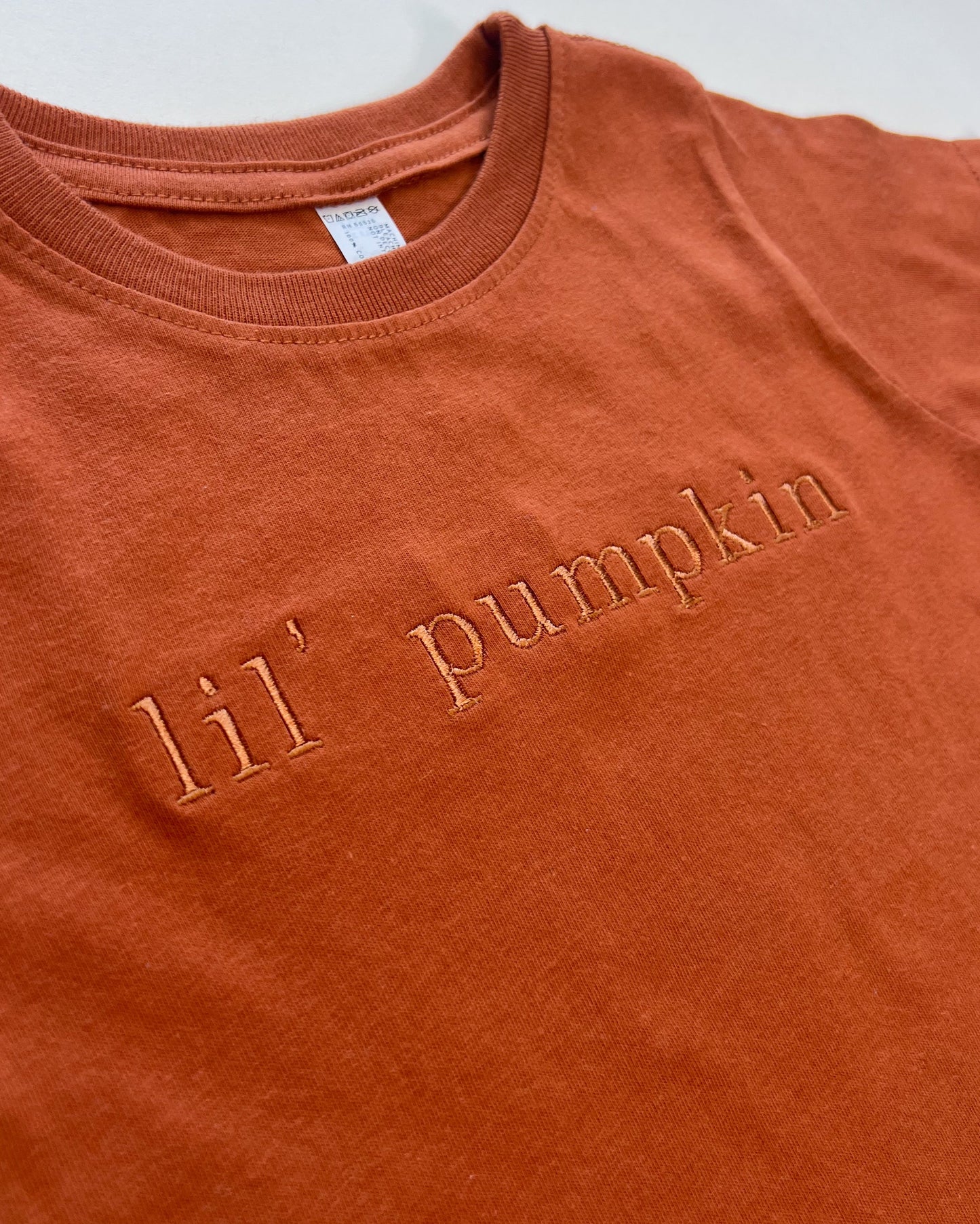 Lil' Pumpkin Embroidered Child Tee - Tonal