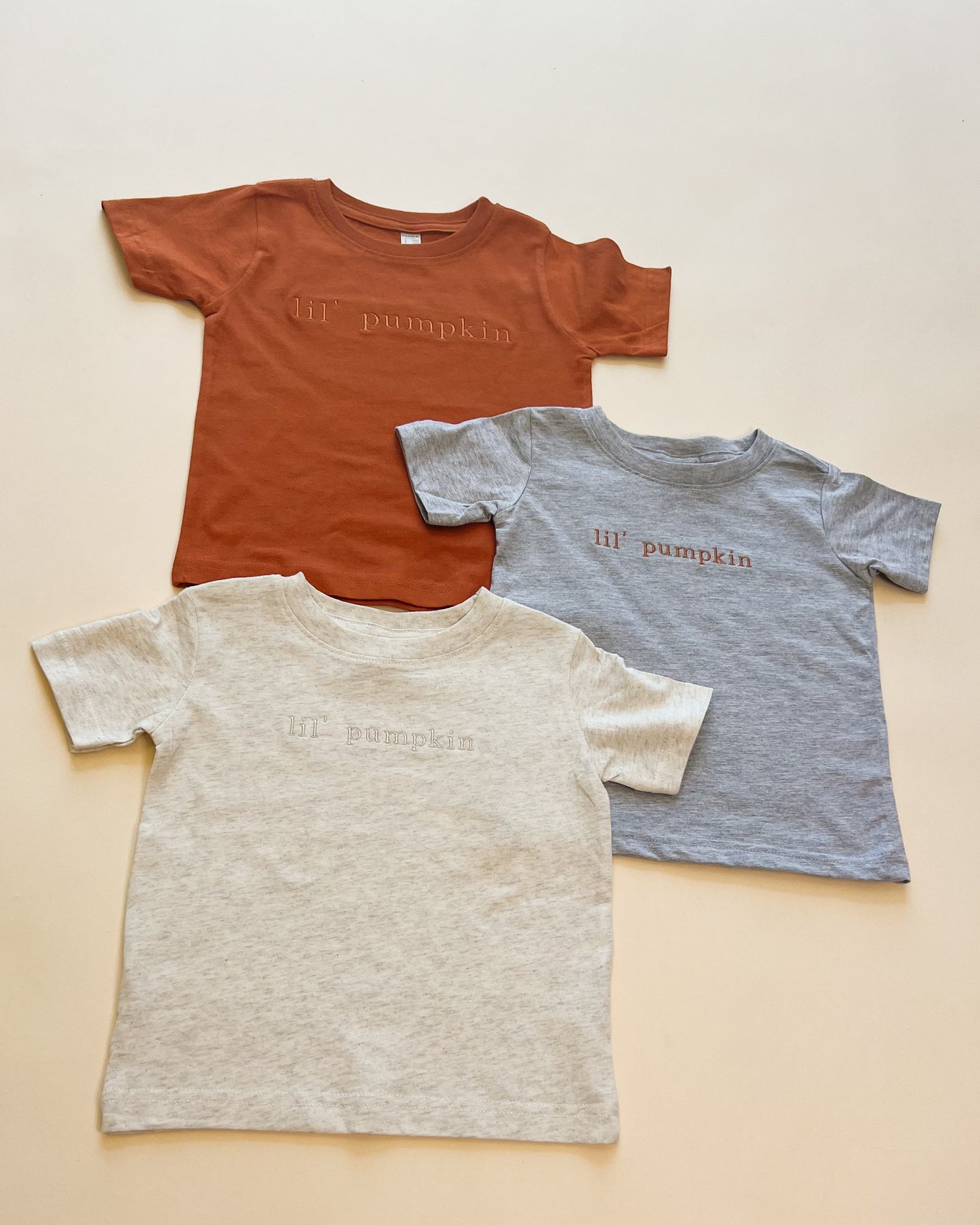 Lil' Pumpkin Embroidered Child Tee - Tonal