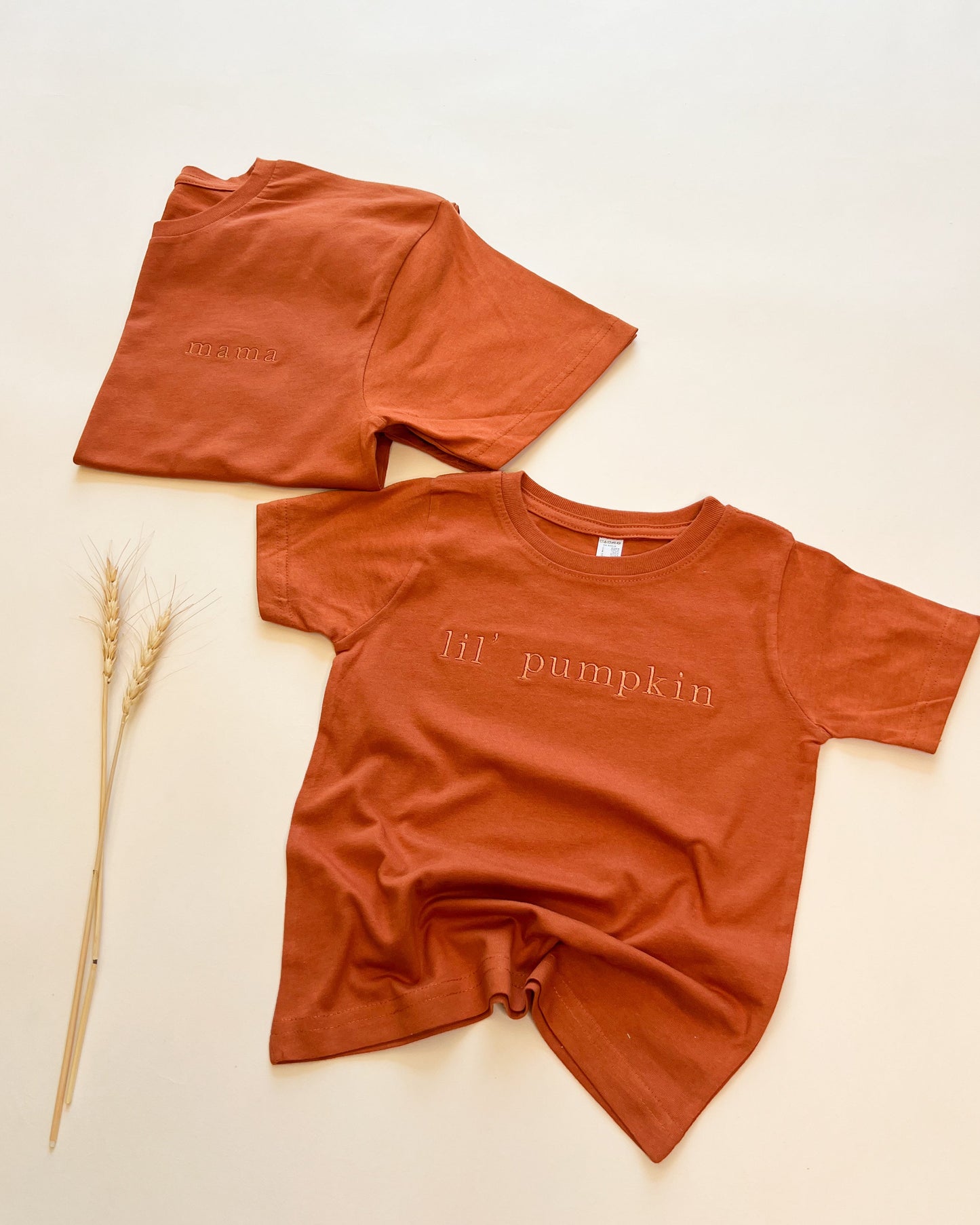 Lil' Pumpkin Embroidered Child Tee - Tonal
