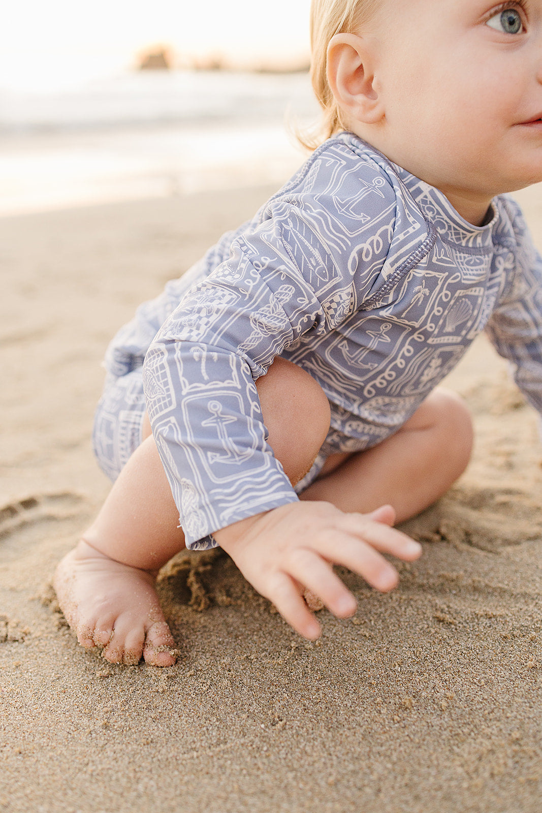 Blue Beach Long Sleeve Swim Set