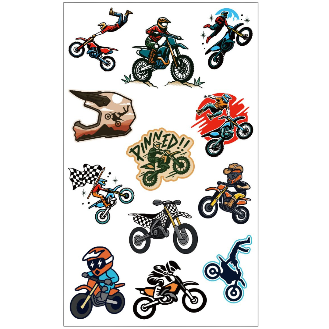 Bikes Bikes Bikes Temporary Tattoo Sheet