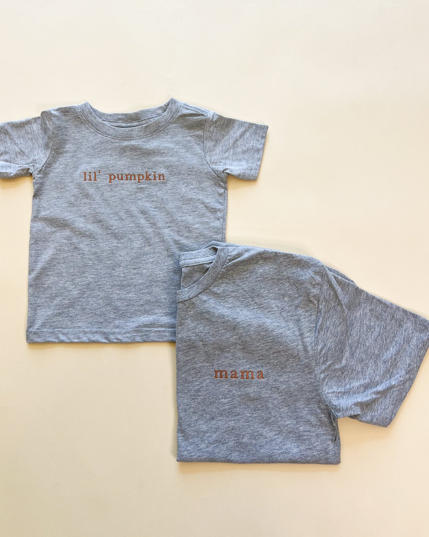 Lil' Pumpkin Embroidered Child Tee - Neutrals