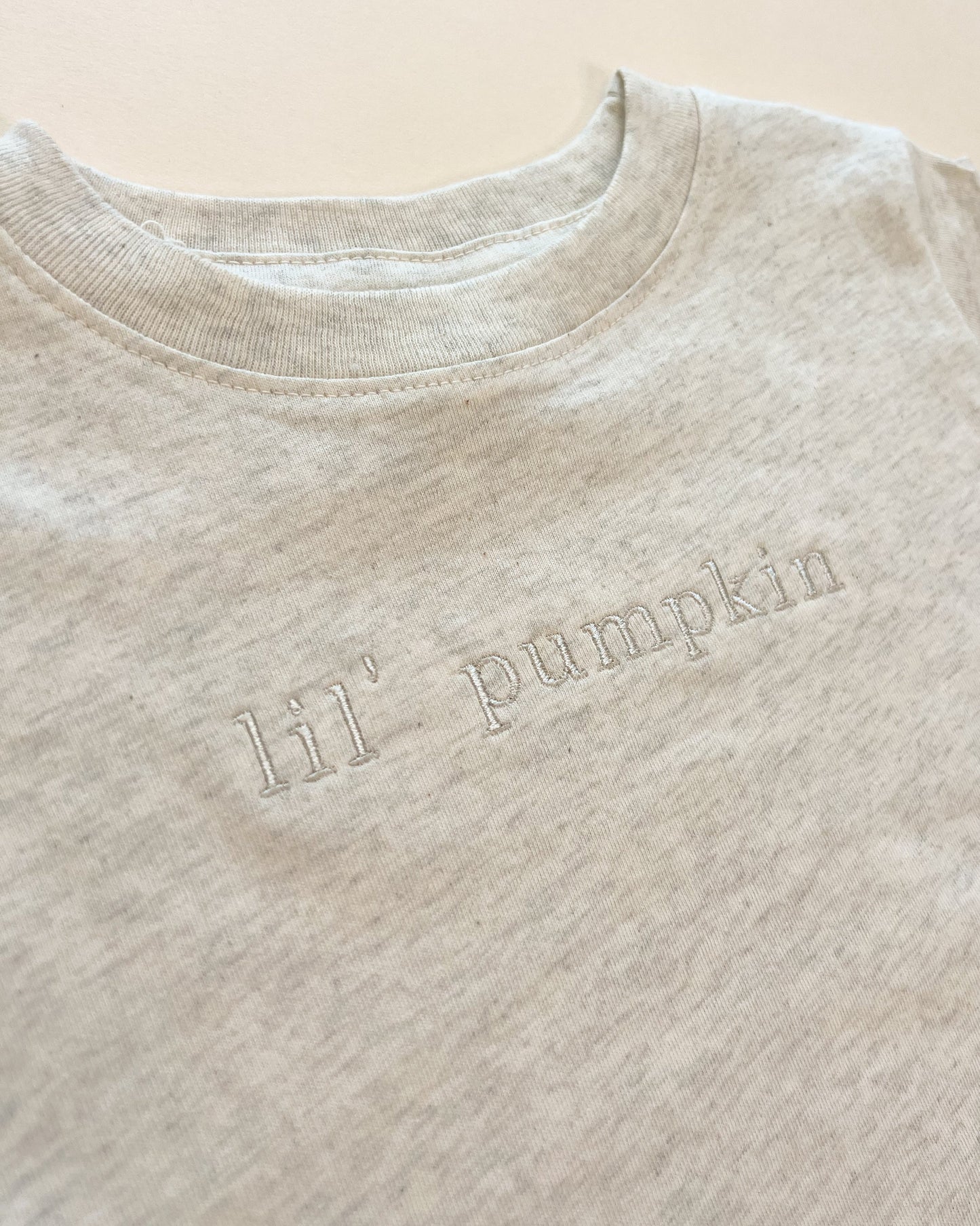 Lil' Pumpkin Embroidered Child Tee - Neutrals