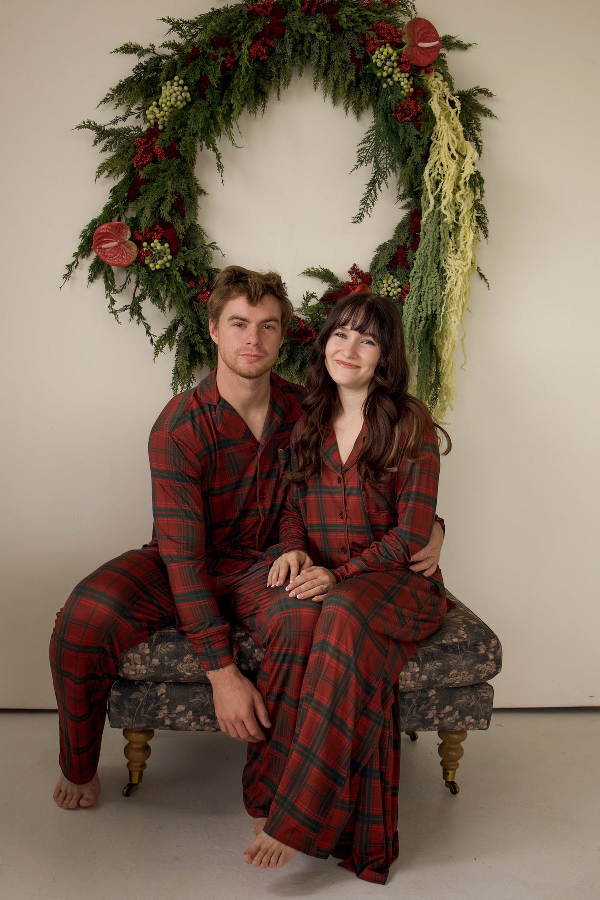 Men's Bamboo Button Up Lounge Set | Christmas Plaid