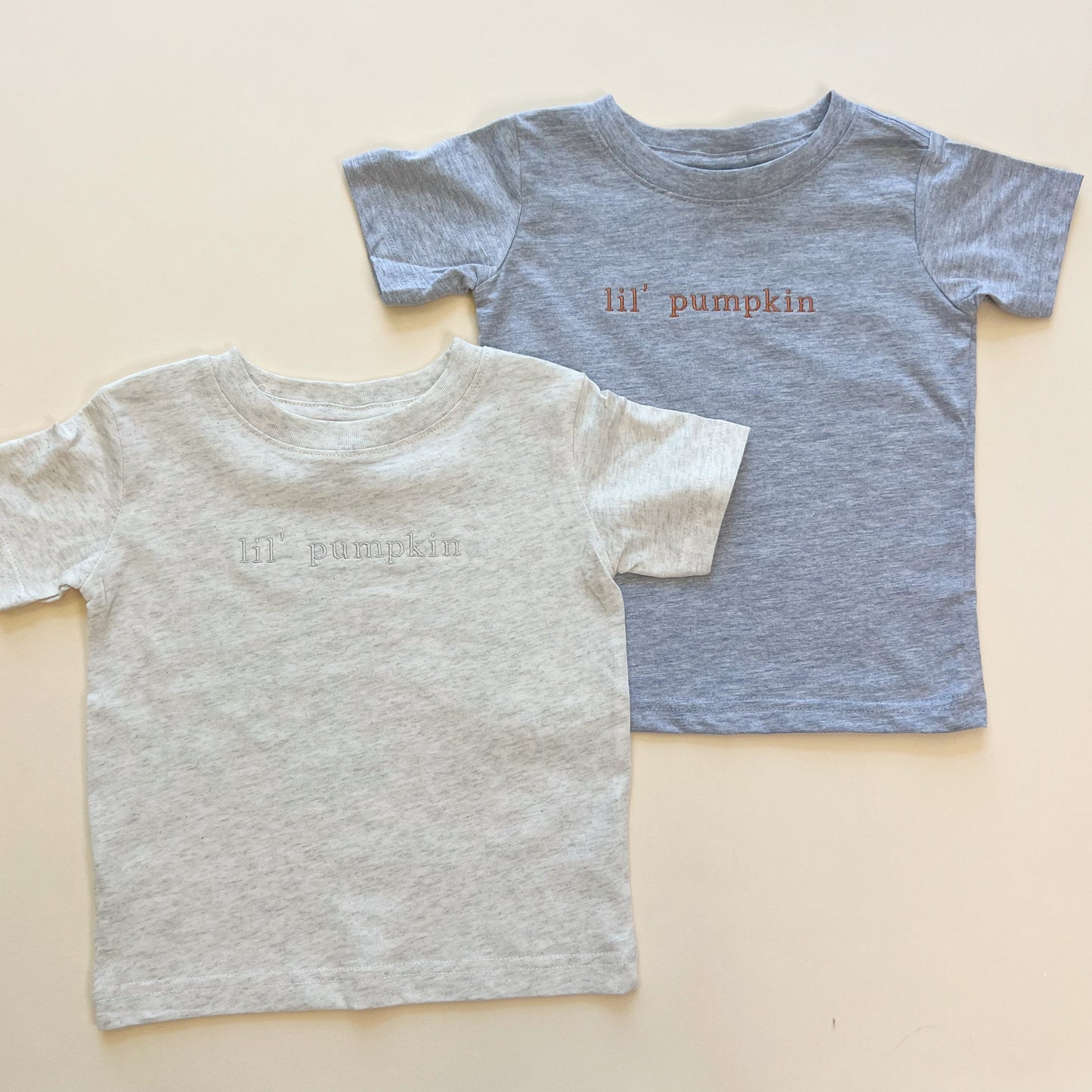 Lil' Pumpkin Embroidered Child Tee - Neutrals