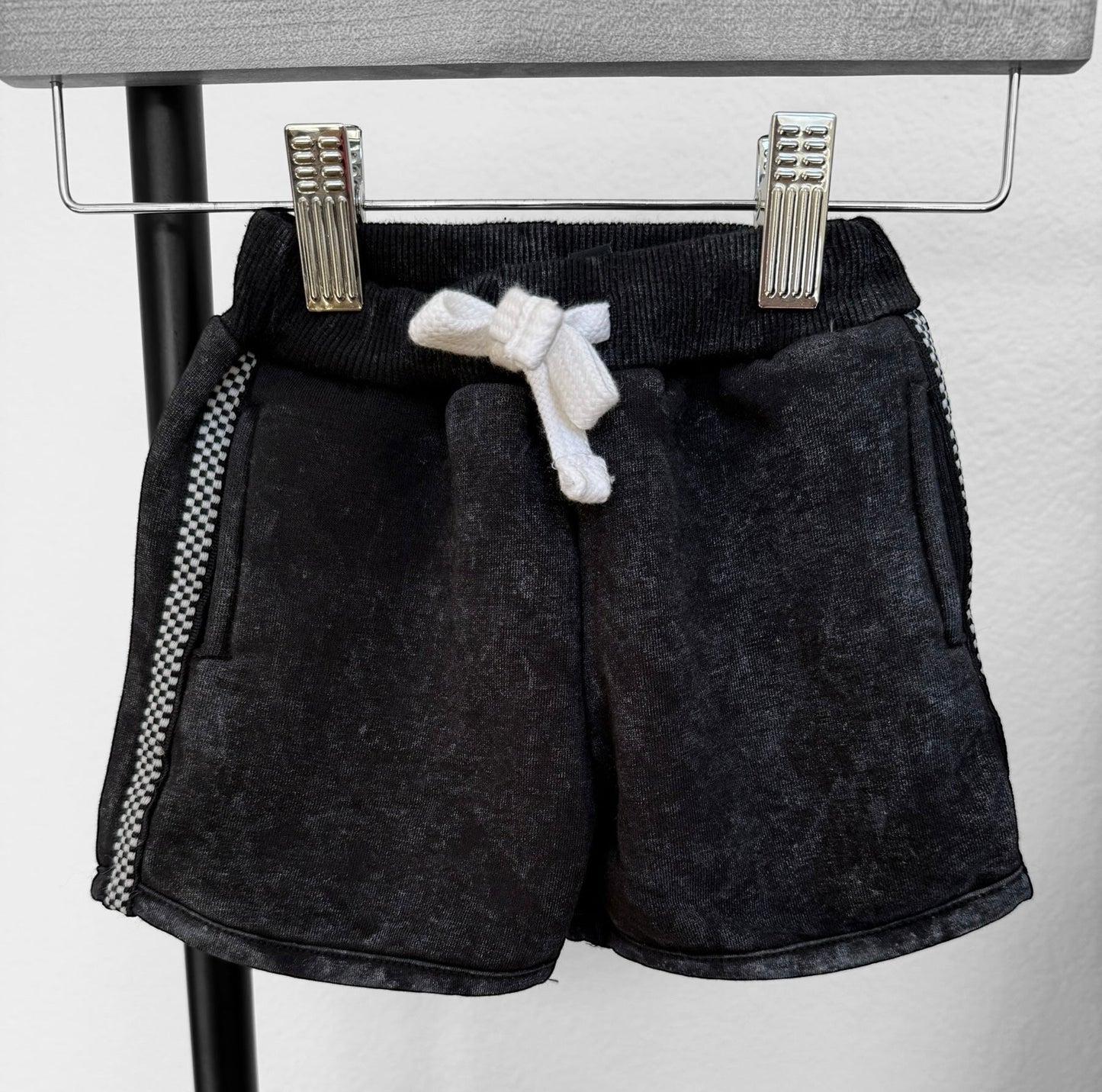 Black Acid Wash Shorts