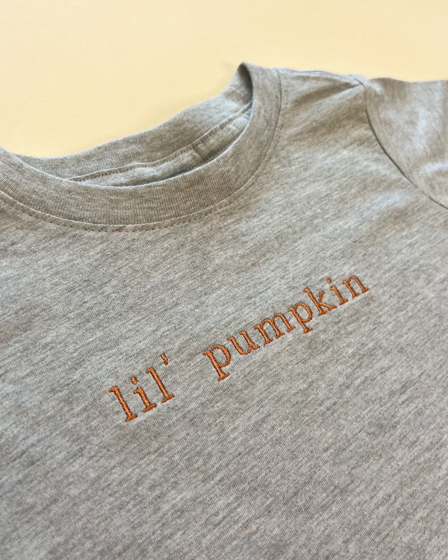Lil' Pumpkin Embroidered Child Tee - Neutrals