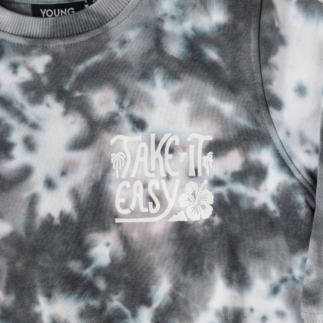 TAKE IT EASY TIE-DYE CREWNECK // CHARCOAL (coming soon)