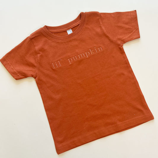 Lil' Pumpkin Embroidered Child Tee - Tonal