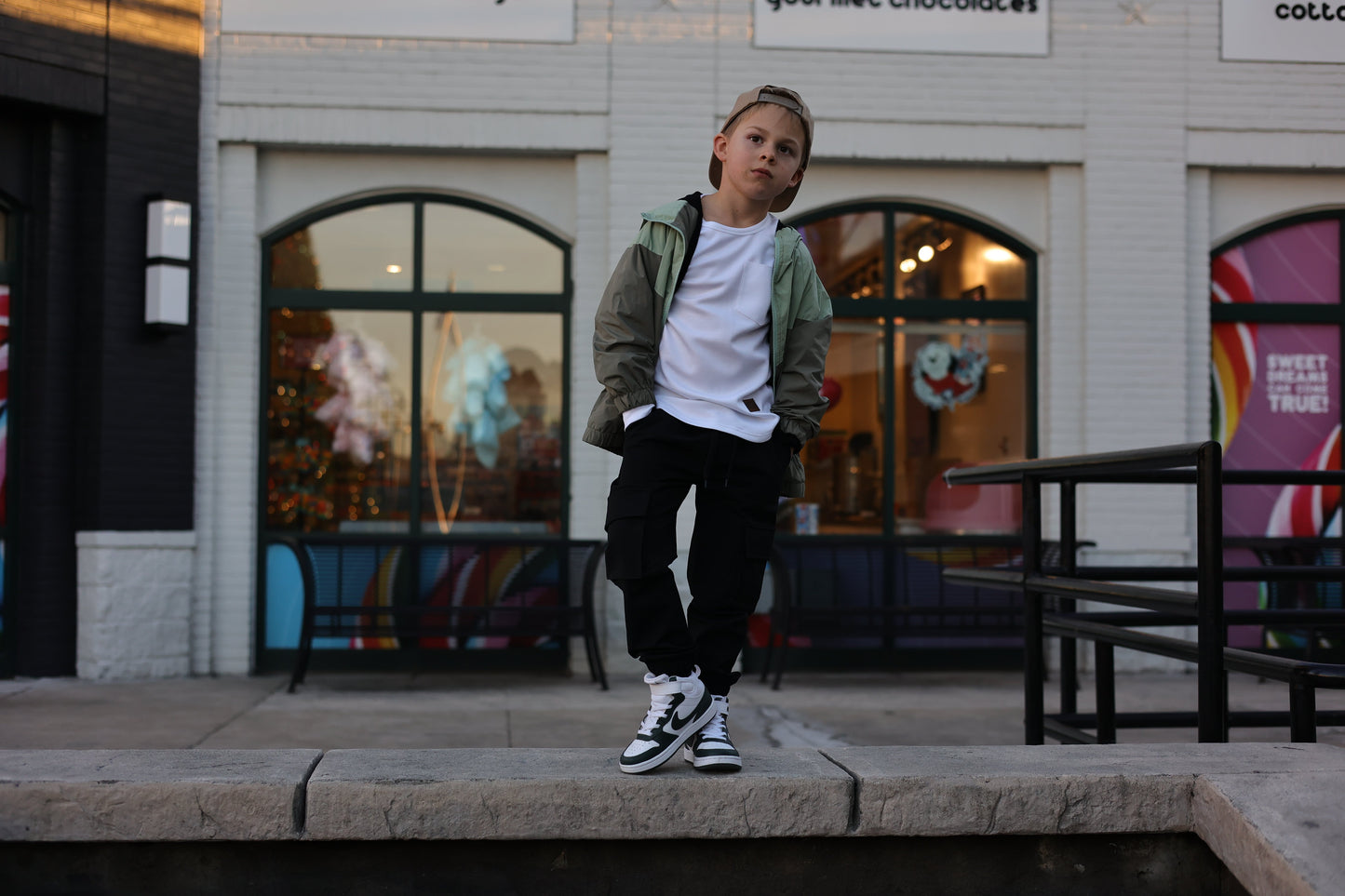 Cargo Cross-Stretch Chinos (Black)