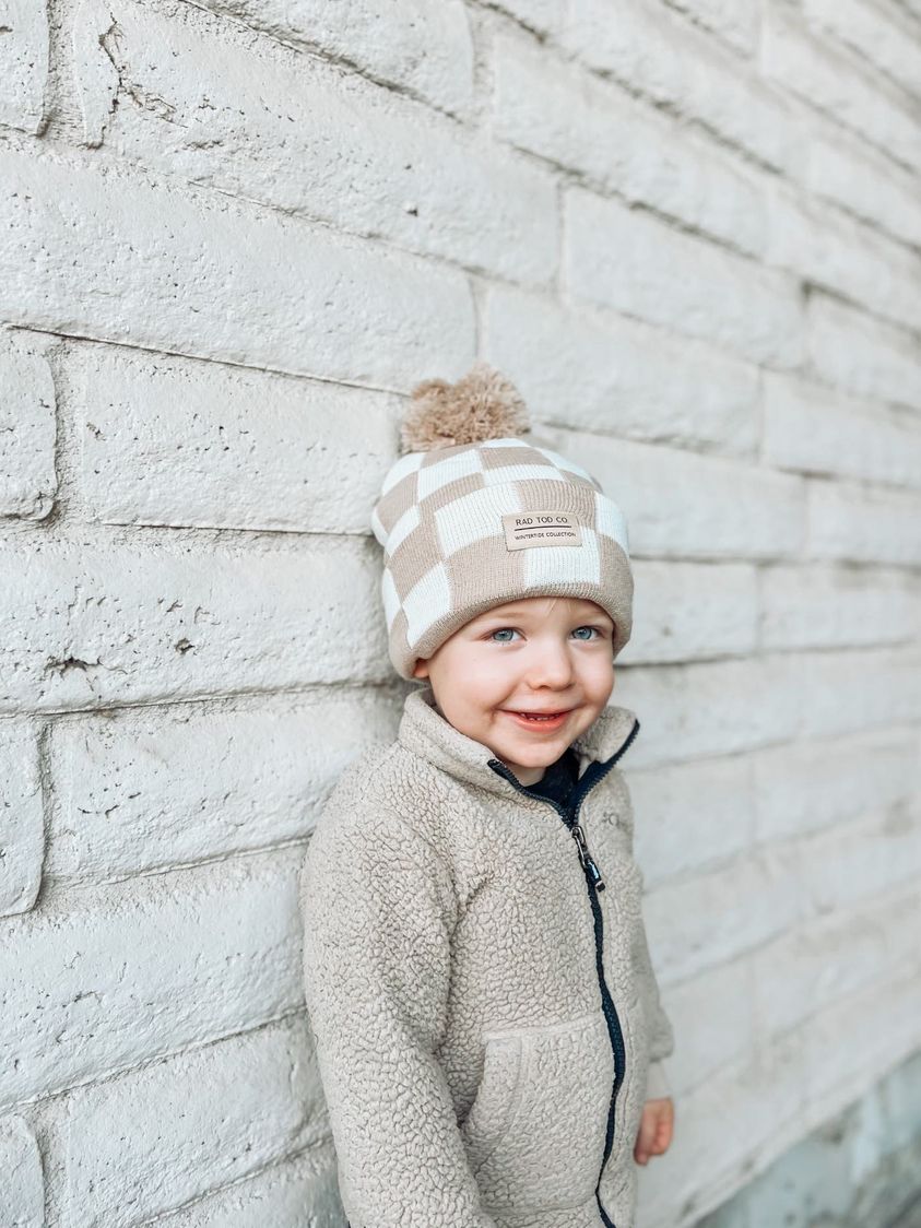 TAN CHECKERED BEANIE