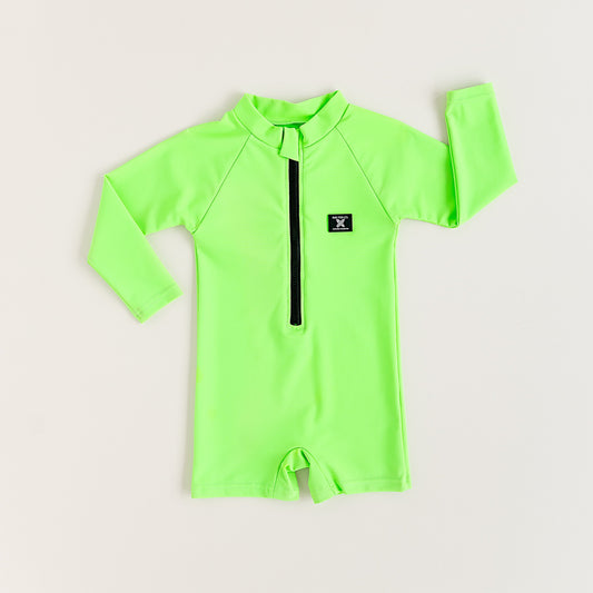 UPF50 RASHGUARD ONESIE - ELECTRIC LIME