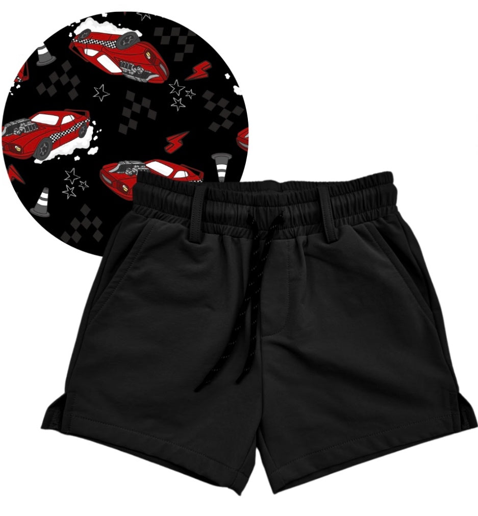 Black + Race Cars Hybrid Shorts