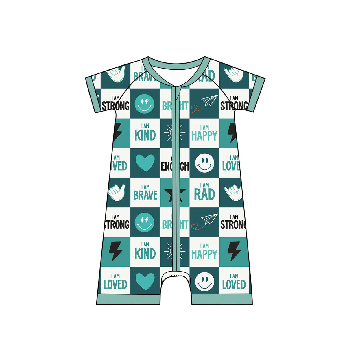 Dream Big Affirmation Pajamas (B) - Shorty Zippy Romper