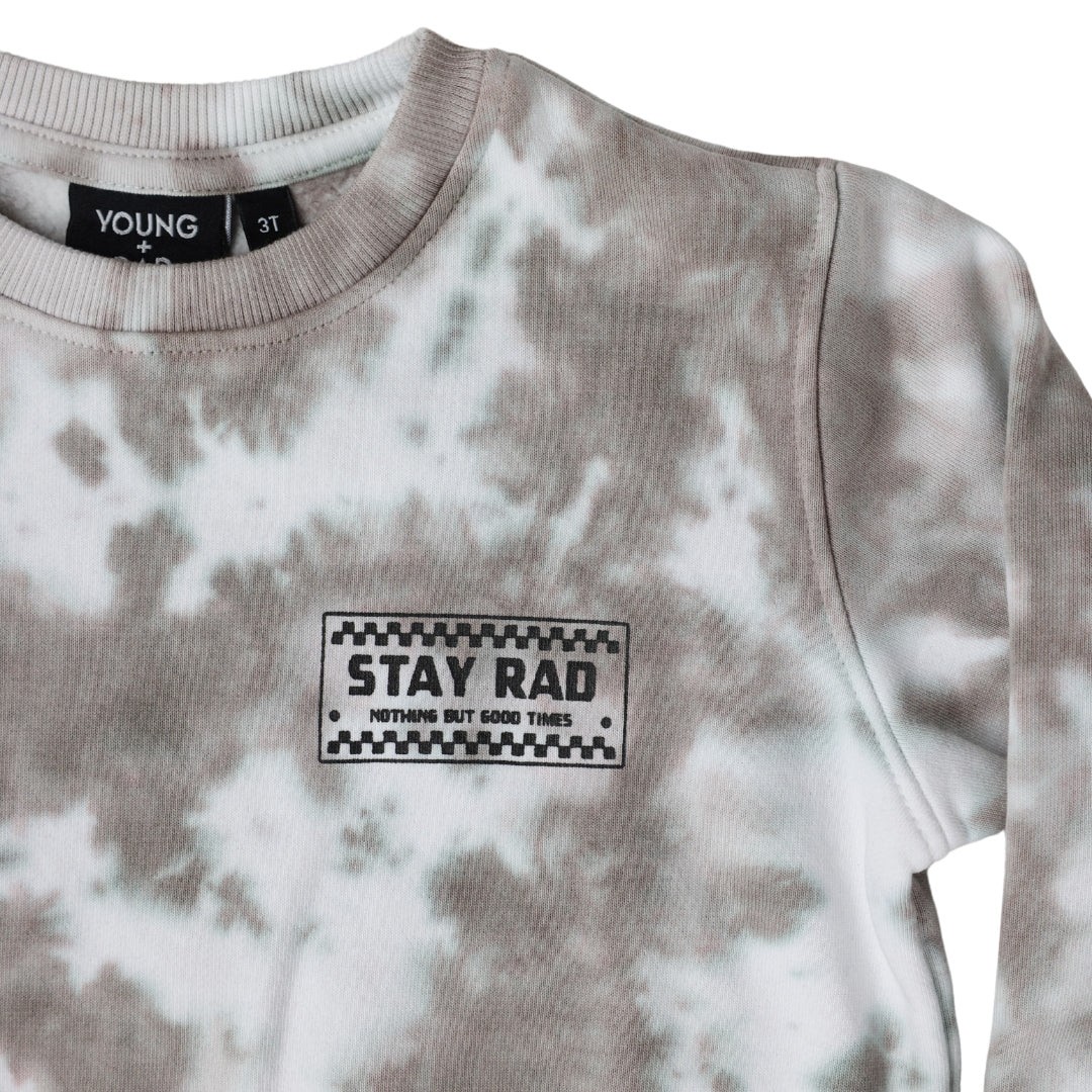 STAY RAD TIE-DYE CREWNECK // TAUPE (coming soon)