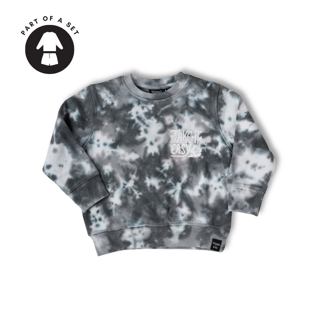 TAKE IT EASY TIE-DYE CREWNECK // CHARCOAL (coming soon)