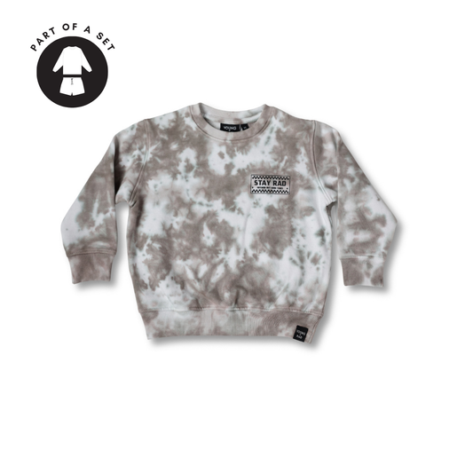 STAY RAD TIE-DYE CREWNECK // TAUPE (coming soon)