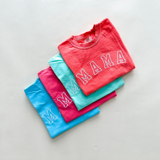 Mama Tee - Embroidered Varsity Design