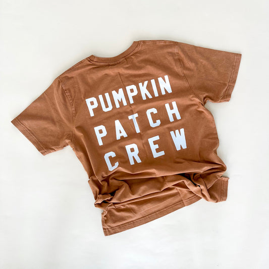 Pumpkin Patch Crew Adult Pocket Acid Wash Tee - Autumn