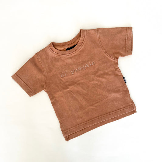 Lil' Pumpkin Embroidered Acid Wash Tee - Autumn