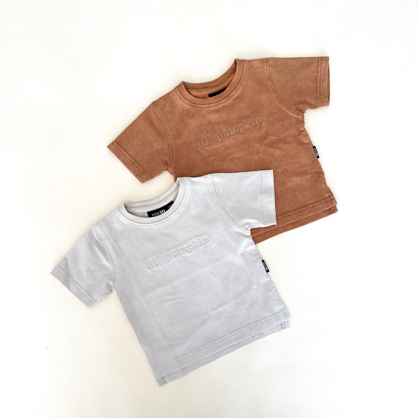 Lil' Pumpkin Embroidered Acid Wash Tee - Autumn