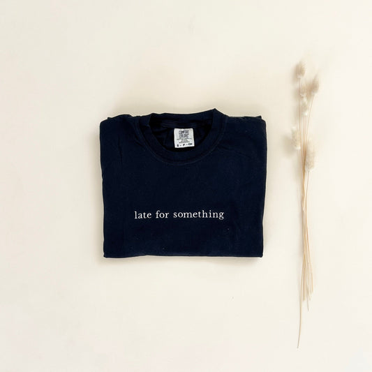 Late For Something Embroidered T-Shirt