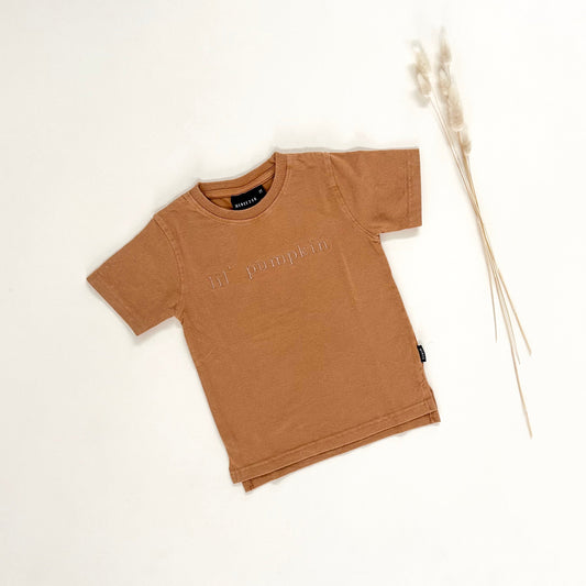 Lil' Pumpkin Embroidered Tee - Faded Autumn