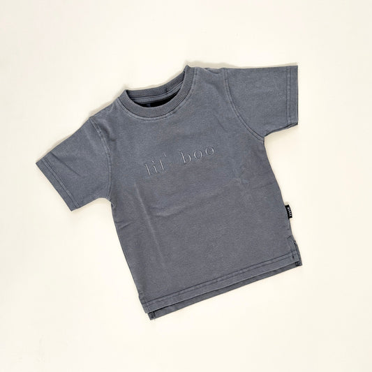 Lil' Boo Tonal Embroidered Child Tee - Faded Gray