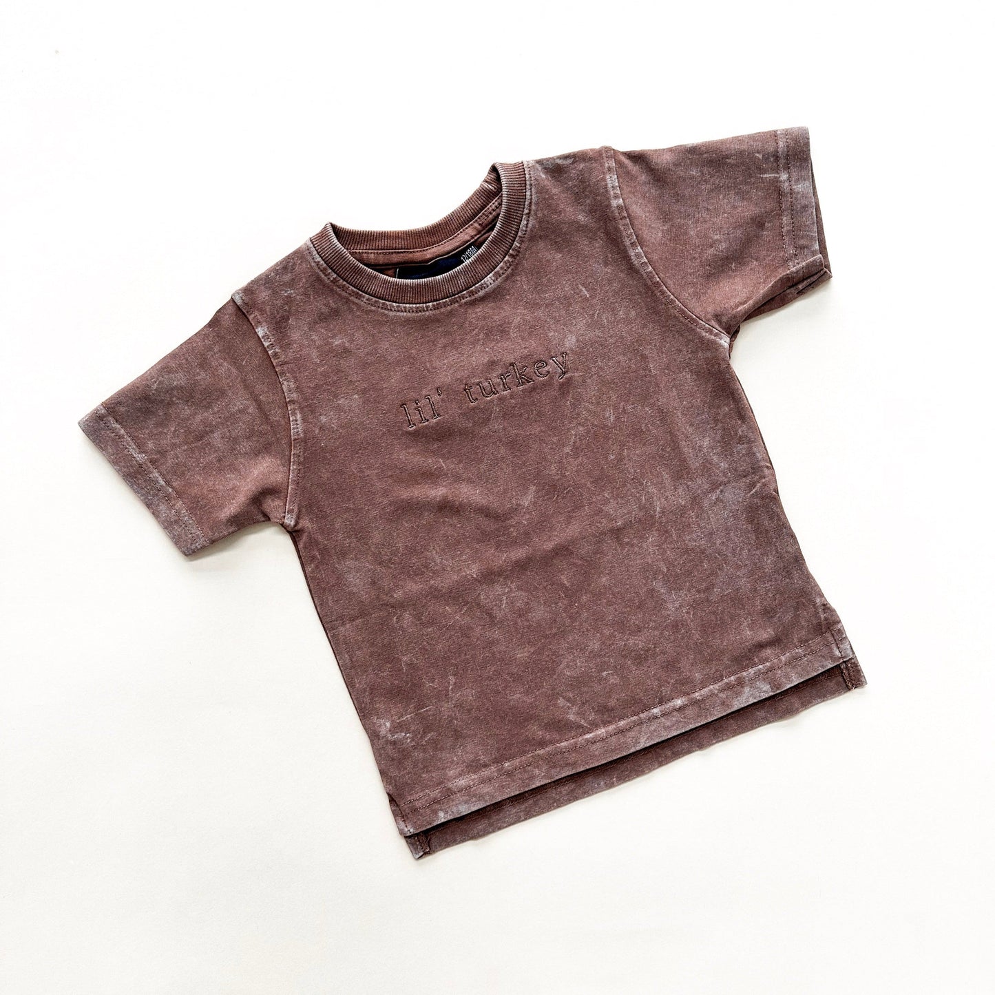 Lil' Turkey Embroidered Acid Wash Tee