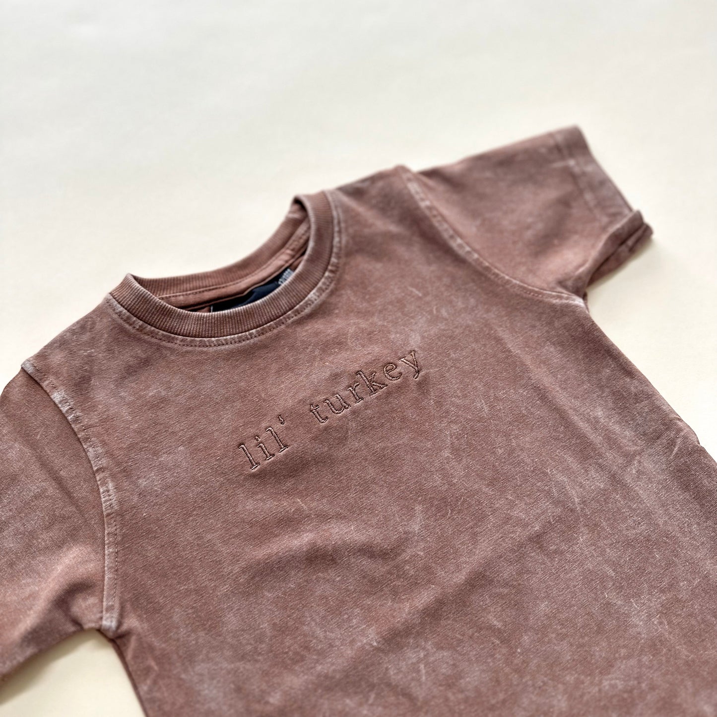 Lil' Turkey Embroidered Acid Wash Tee