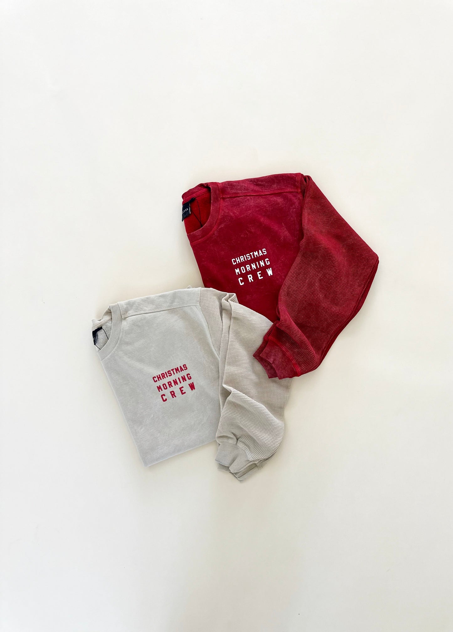 Christmas Morning Crew Waffle Sleeve Crewneck - Oat