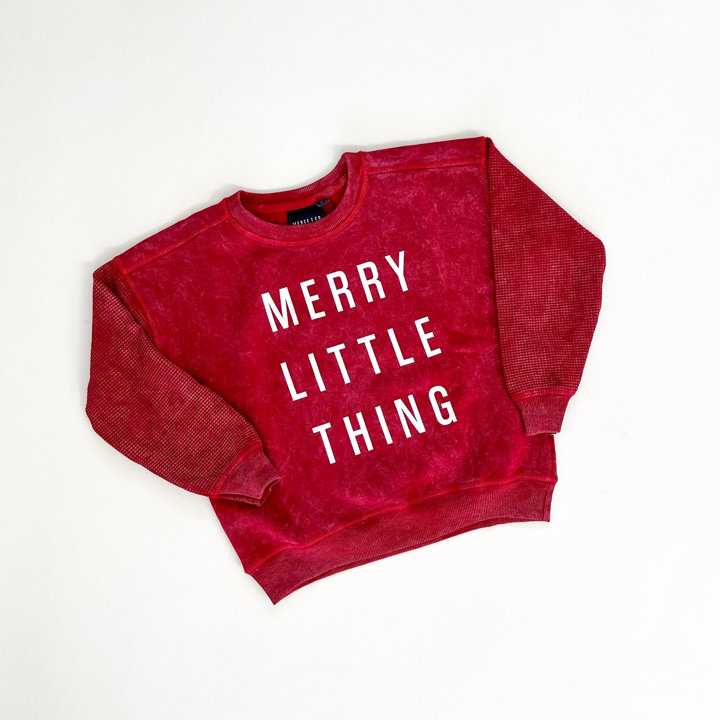 Merry Little Thing Child Waffle Sleeve Crewneck