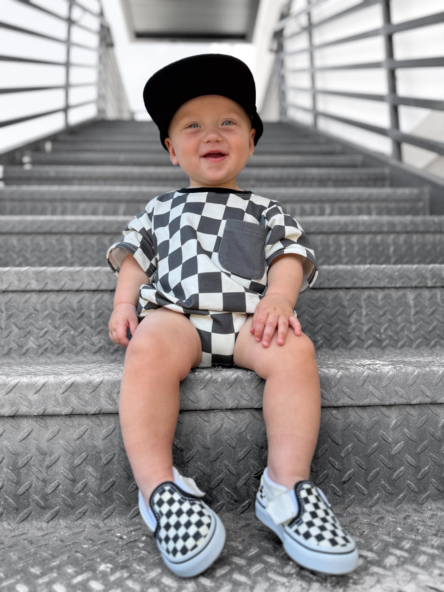 CHECKERED COLOR BLOCK • ROMPER