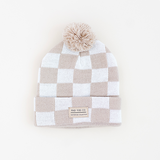 TAN CHECKERED BEANIE