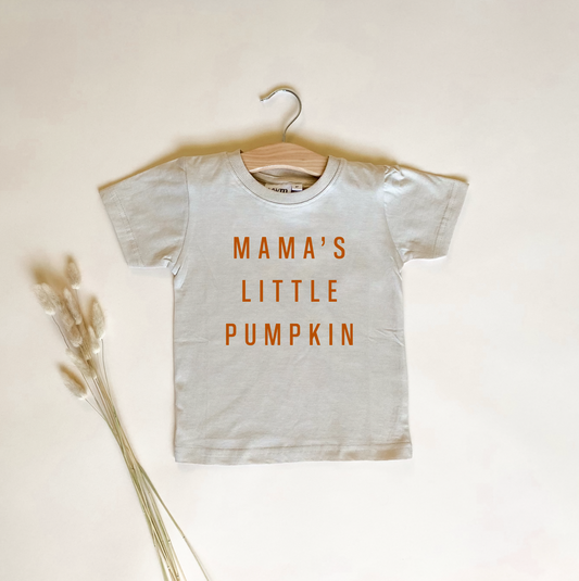 Mama's Little Pumpkin Child Ribbed Neck Tee - Burnt Orange Design