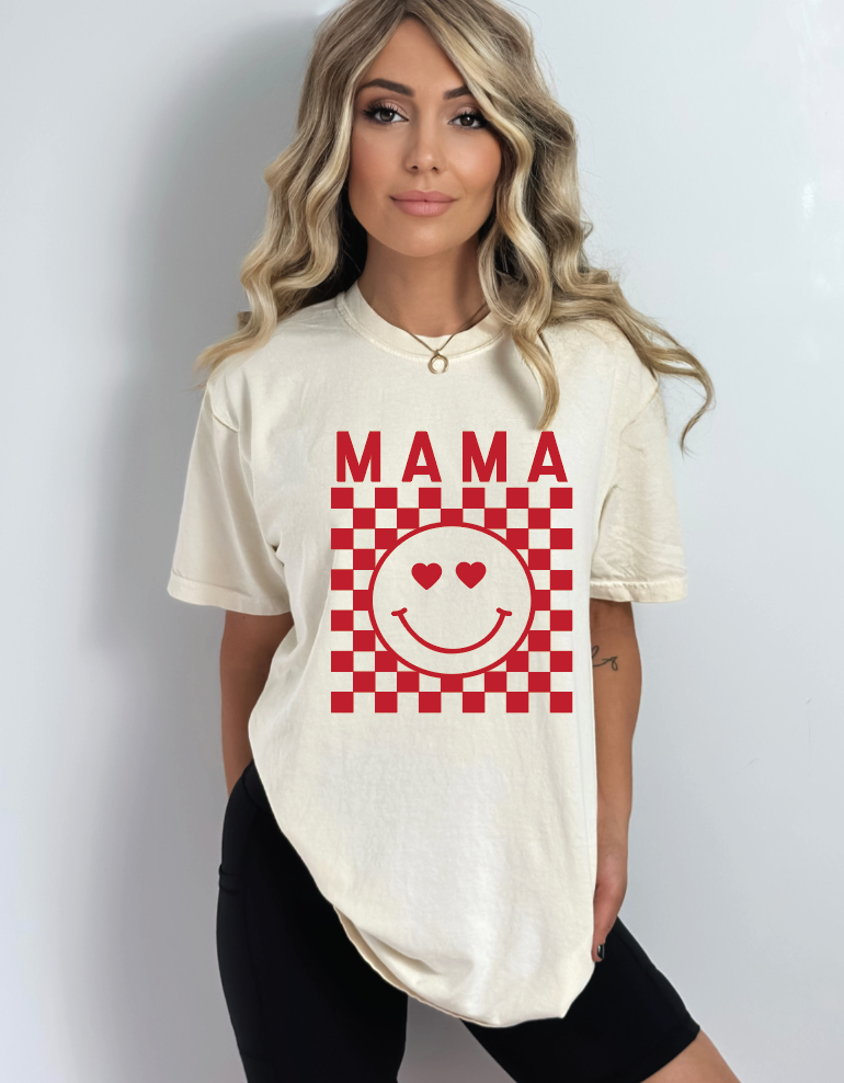 Mama Heart Eye Checkered Tee - See Matching Kids!