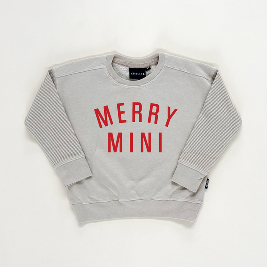 Merry Mini Child Waffle Sleeve Crewneck