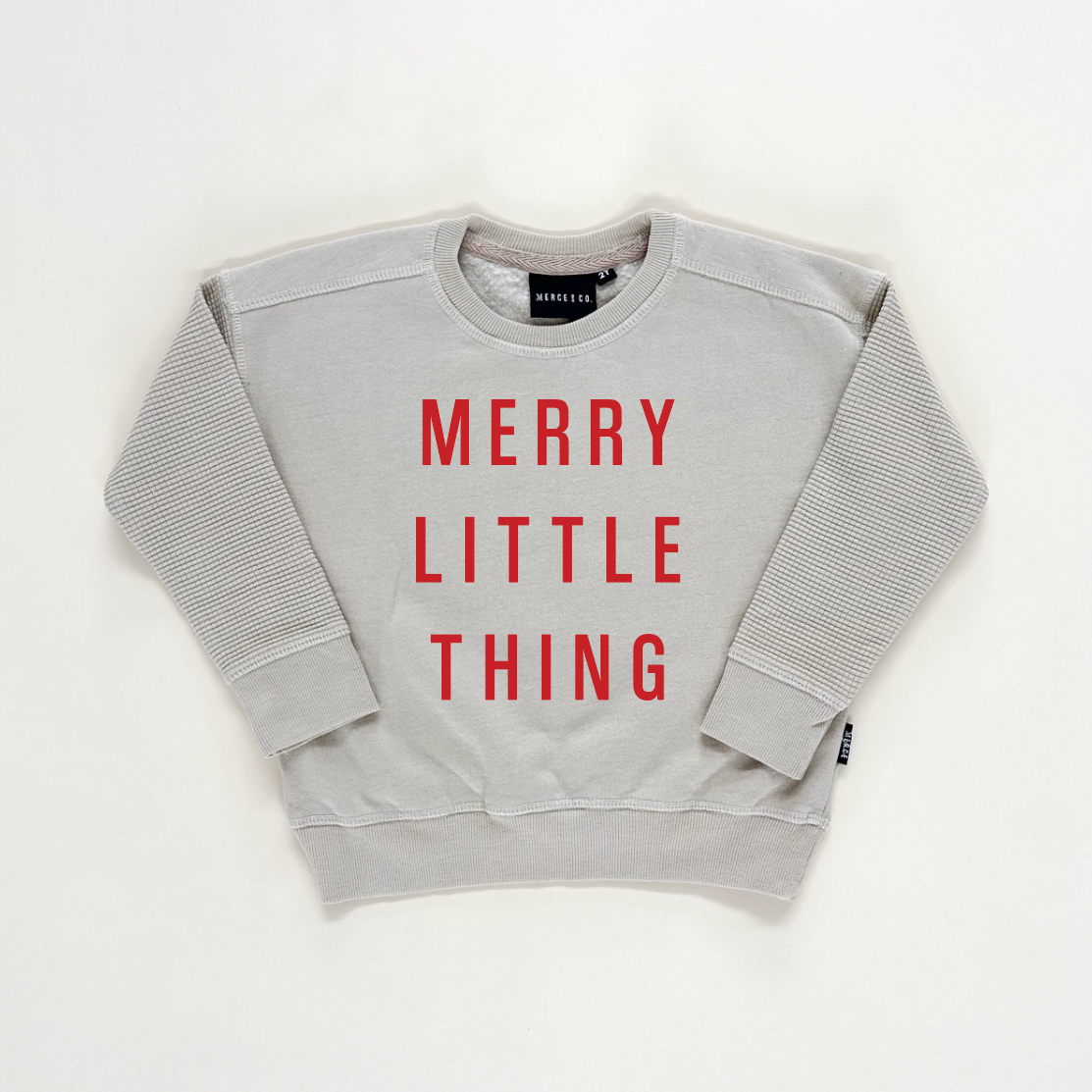 Merry Little Thing Child Waffle Sleeve Crewneck