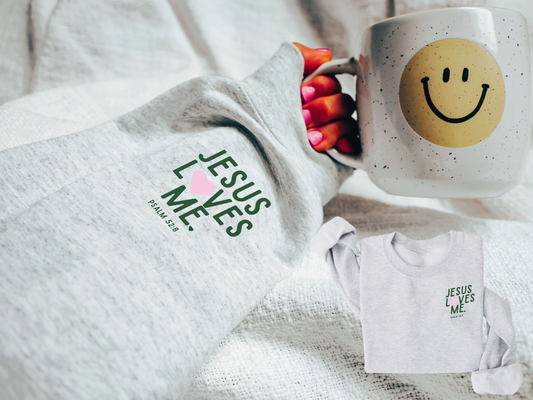 "Jesus Loves Me" Ribbon Sleeve/Pocket Style Pullover