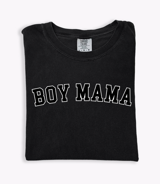 Boy Mama Varsity Tee Black
