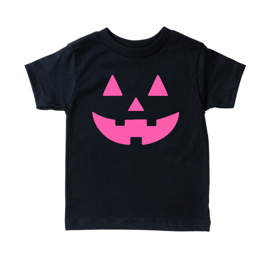 Neon Pink Jack-o-Lantern on Black - See Matching Mama!