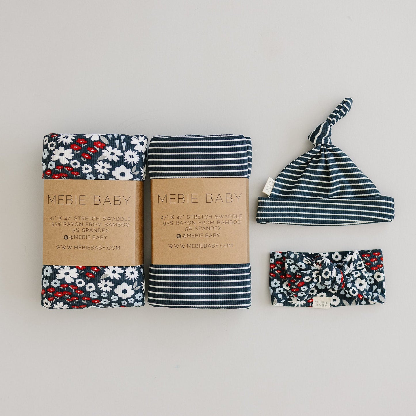 Navy Stripes Ribbed Bamboo Stretch Swaddle