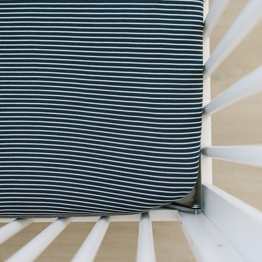 Navy Stripes Bamboo Stretch Crib Sheet