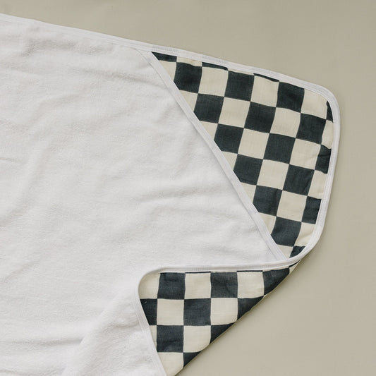 Charcoal Checkered Muslin Hooded Towel
