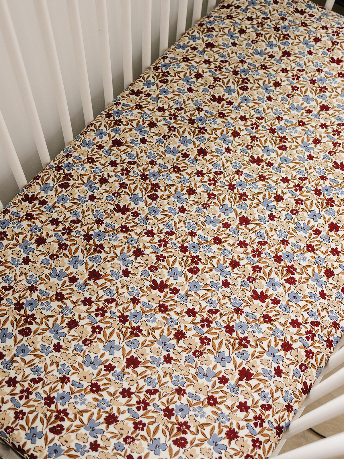 Desert Floral Ribbed Bamboo Stretch Crib Sheet