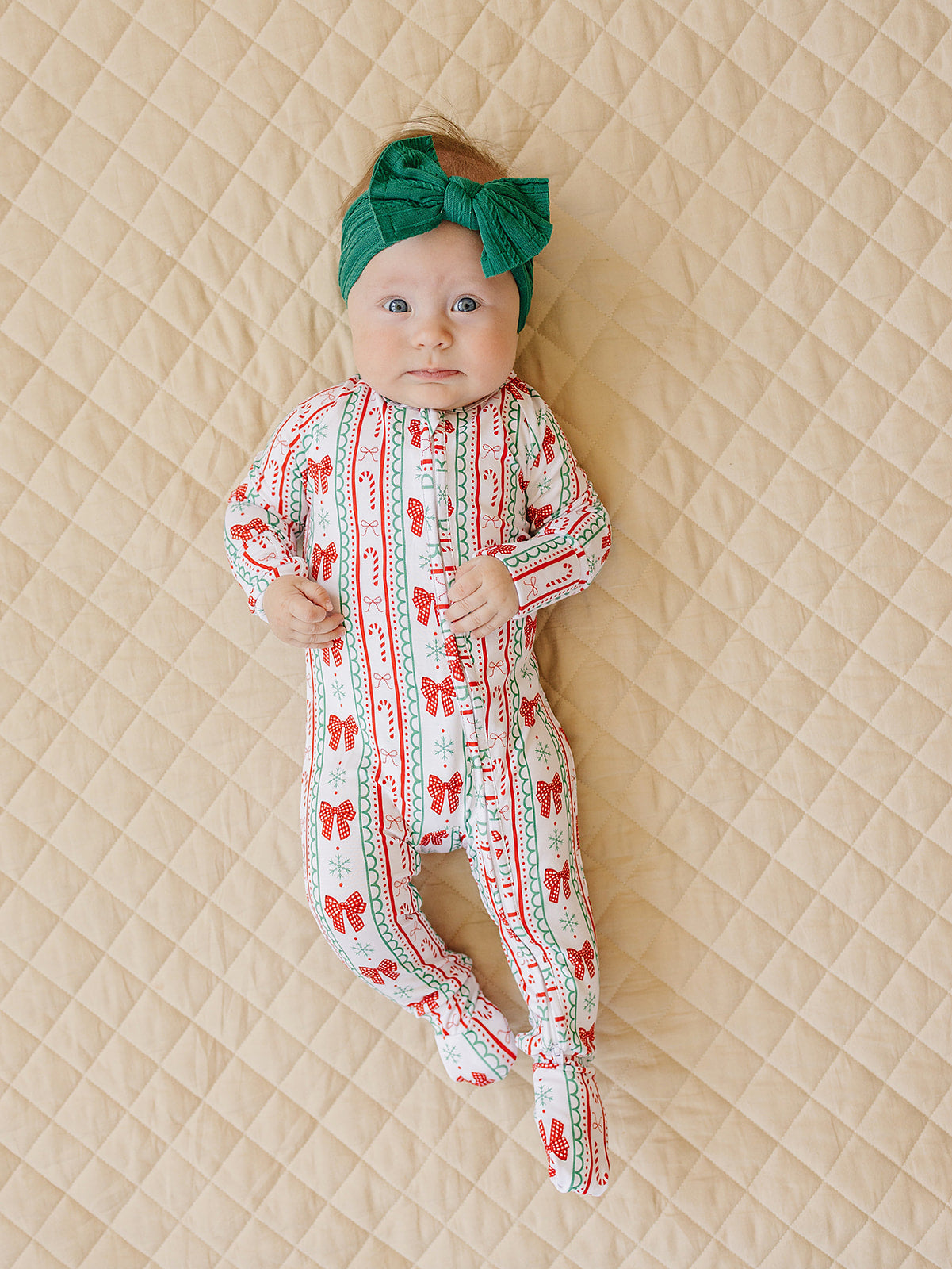 Bamboo Zip Romper | Retro Candy Cane
