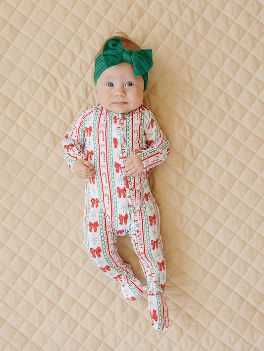 Bamboo Zip Romper | Retro Candy Cane
