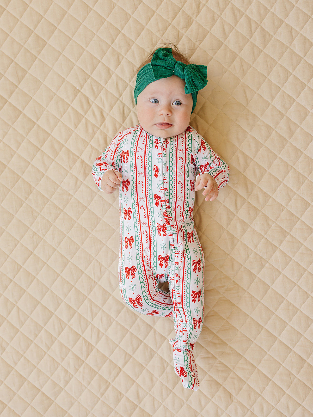 Bamboo Zip Romper | Retro Candy Cane