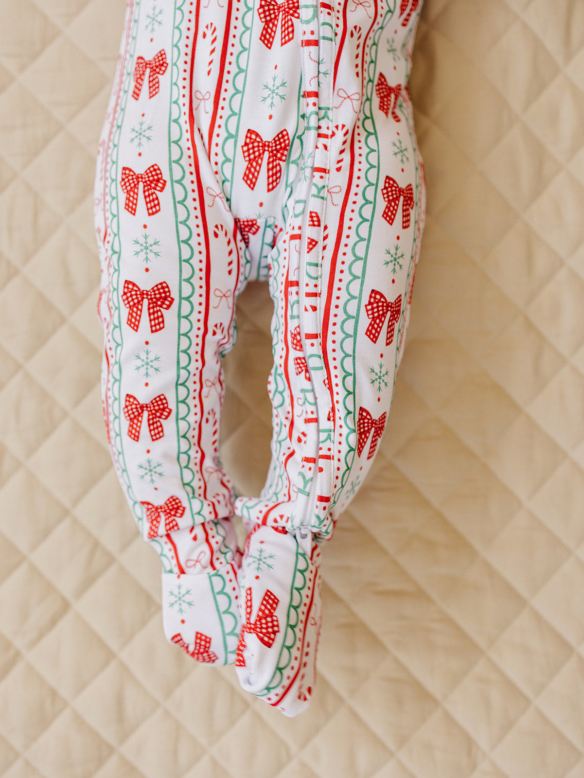 Bamboo Zip Romper | Retro Candy Cane